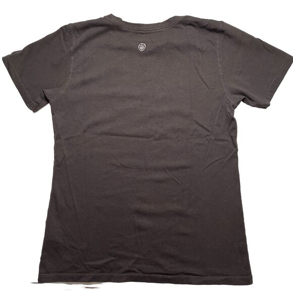 Life Is Good Graphic Tee Land of the Free SS Womens Gray Washed Black Tshirt XS - Picture 3 of 9